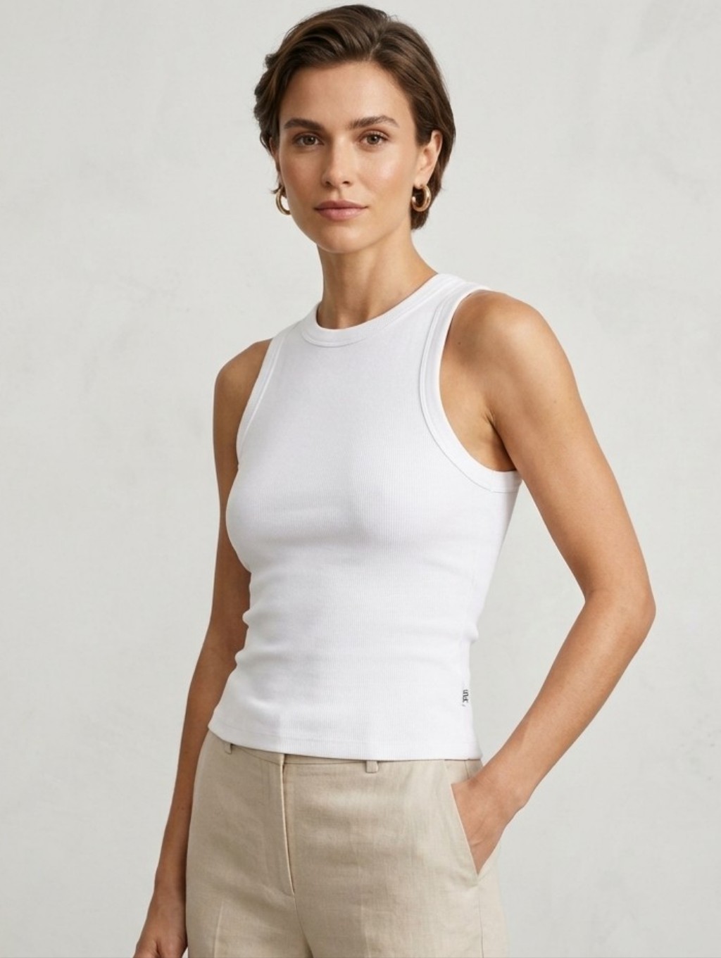 Zara White Ribbed Muscle Tank Top - Size M